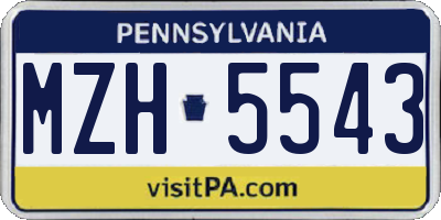 PA license plate MZH5543