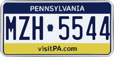 PA license plate MZH5544