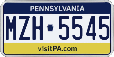 PA license plate MZH5545