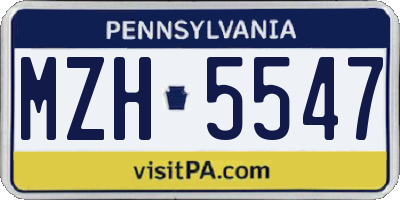 PA license plate MZH5547