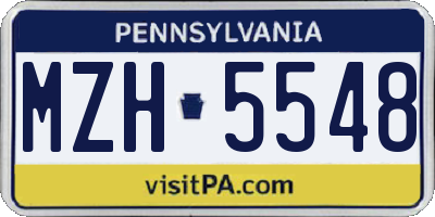 PA license plate MZH5548
