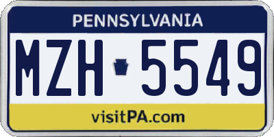 PA license plate MZH5549