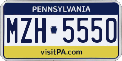 PA license plate MZH5550