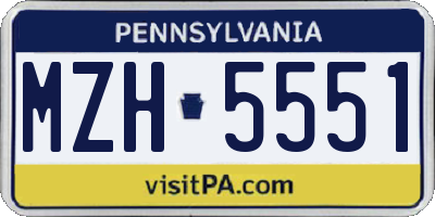 PA license plate MZH5551