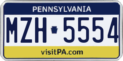 PA license plate MZH5554
