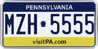 PA license plate MZH5555