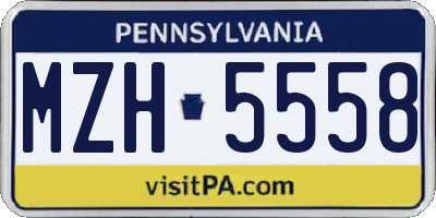 PA license plate MZH5558