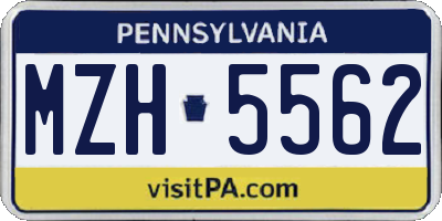 PA license plate MZH5562