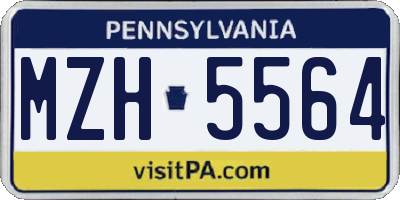 PA license plate MZH5564