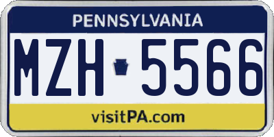 PA license plate MZH5566