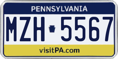PA license plate MZH5567