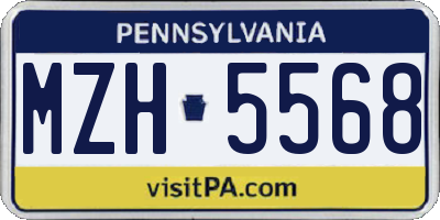 PA license plate MZH5568