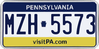 PA license plate MZH5573