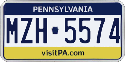 PA license plate MZH5574