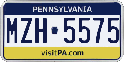 PA license plate MZH5575