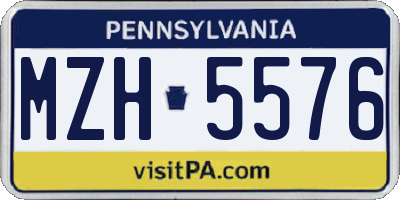 PA license plate MZH5576