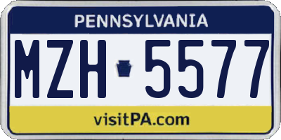 PA license plate MZH5577