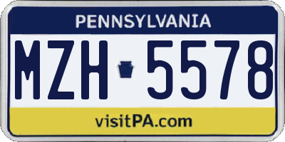 PA license plate MZH5578
