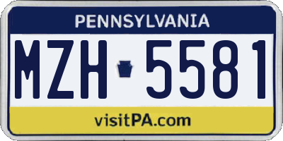 PA license plate MZH5581