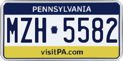 PA license plate MZH5582