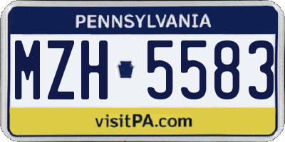 PA license plate MZH5583