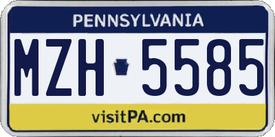 PA license plate MZH5585