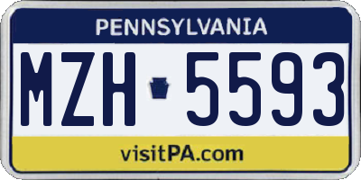 PA license plate MZH5593