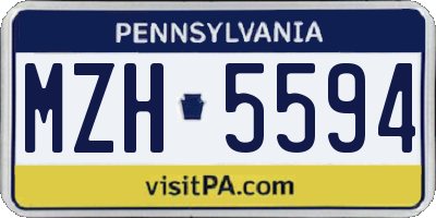 PA license plate MZH5594