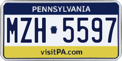 PA license plate MZH5597