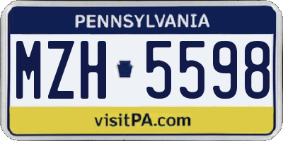 PA license plate MZH5598