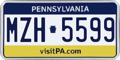 PA license plate MZH5599