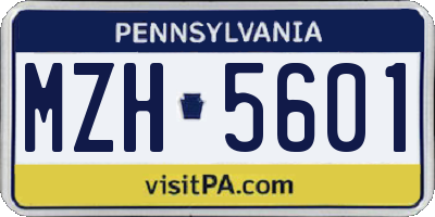 PA license plate MZH5601
