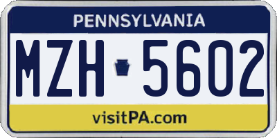 PA license plate MZH5602