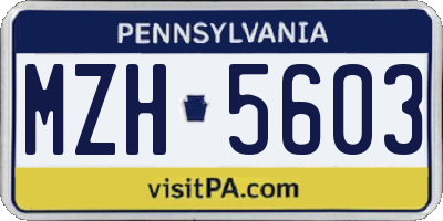 PA license plate MZH5603
