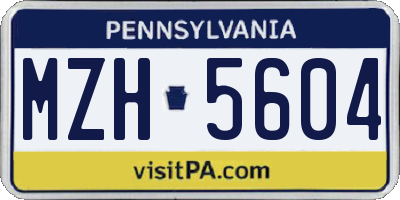 PA license plate MZH5604