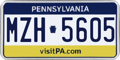 PA license plate MZH5605