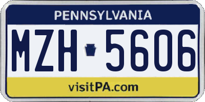 PA license plate MZH5606