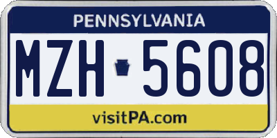 PA license plate MZH5608