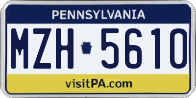 PA license plate MZH5610