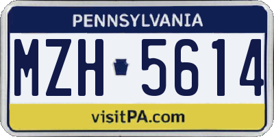 PA license plate MZH5614