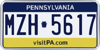 PA license plate MZH5617