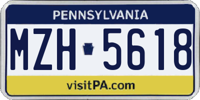 PA license plate MZH5618