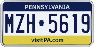 PA license plate MZH5619