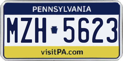 PA license plate MZH5623