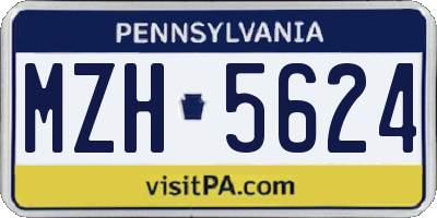 PA license plate MZH5624
