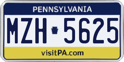 PA license plate MZH5625