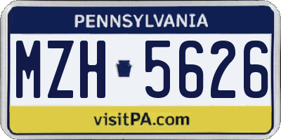 PA license plate MZH5626