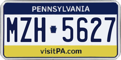 PA license plate MZH5627