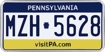 PA license plate MZH5628