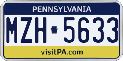 PA license plate MZH5633